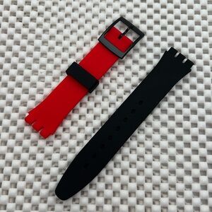 Red and Black Watch Band (Strap Only) - fits Swatch Gent model